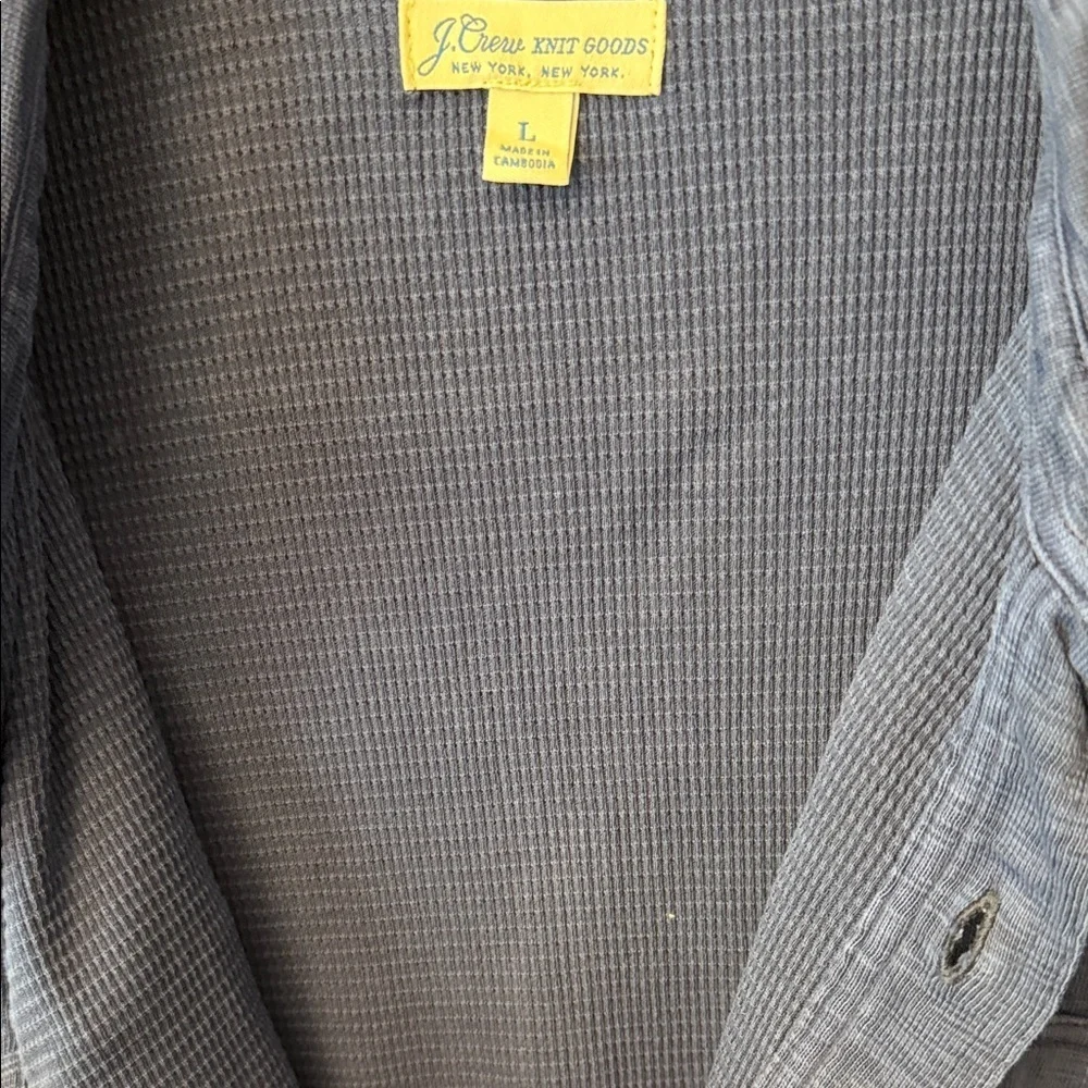 J. Crew Mens L Waffle-Lined Blue Garment-Dyed Harbor Shirt